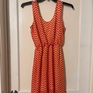 Orange and White Chevron Mini Sundress